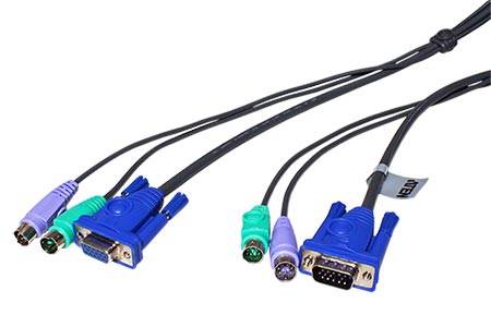 Kabel pro KVM přepínač, 2x PSM / MD15HD - 2x PSM / FD15HD, tenký, 1,8m (2L-5002P/C)