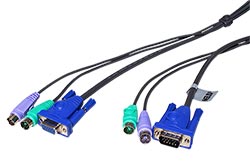 Kabel pro KVM přepínač, 2x PSM / MD15HD - 2x PSM / FD15HD, tenký, 5m (2L-5005P/C)