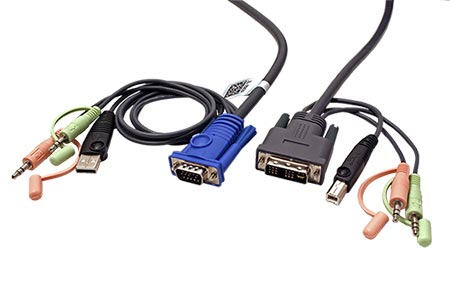 Kabel pro KVM přepínač VGA / USB A / 2x audio - DVI-A / USB B / 2x audio, 1,8m (2L-7DX2U)