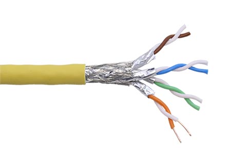 Kabel S/FTP kulatý, kat. 8.2, Eca, 1000m, AWG22, drát, žlutý (UC2000/UCFUTURE COMPACT22)