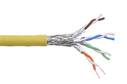 Kabel S/FTP kulatý, kat. 8.2, Eca, 1000m, AWG22, drát, žlutý (UC2000/UCFUTURE COMPACT22)
