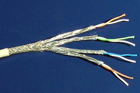 Kabel S/FTP (PiMF) kulatý, kat. 6, 1m, drát