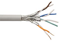 Kabel S/FTP (PiMF) kulatý, kat. 6,  LSOH, 1m, drát
