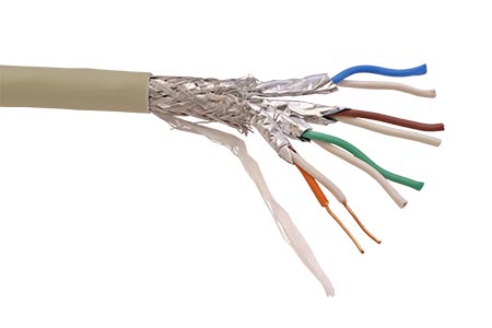 Kabel S/FTP (PiMF) kulatý, kat. 7, 1m, drát, LSOH/FRNC