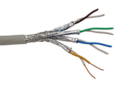 Kabel S/FTP (PiMF) kulatý, kat. 7, Eca, LSOH, 100m, drát