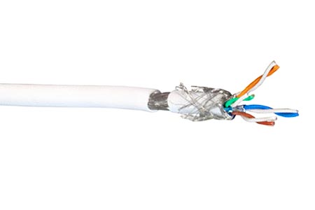 Kabel S/FTP (PiMF), kulatý, kat.7, LSOH, 100m, lanko, bílý