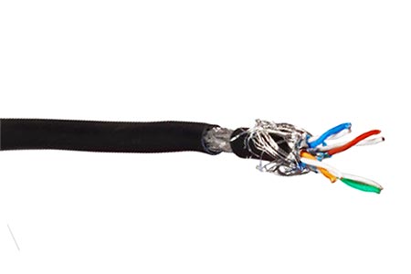 Kabel S/FTP (PiMF), kulatý, kat.7, LSOH, 100m, lanko, černý