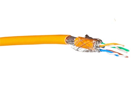 Kabel S/FTP (PiMF), kulatý, kat.7, LSOH, 100m, lanko, oranžový