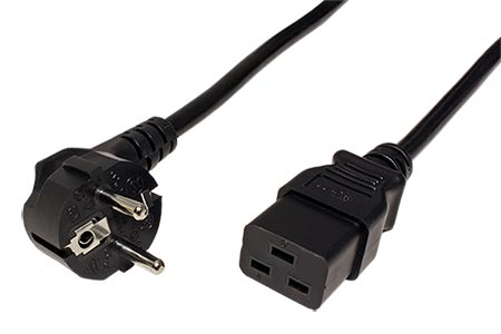 Kabel síťový 16A, CEE 7/7(M) - IEC320 C19, 2m, černý