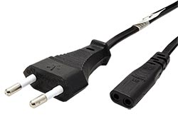 Kabel síťový 2pinový, CEE 7/16(M) - IEC320 C1, černý, 2m