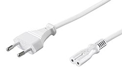 Kabel síťový 2pinový, CEE 7/16(M) - IEC320 C7, 1,5m, bílý