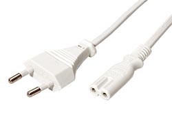 Kabel síťový 2pinový, CEE 7/16(M) - IEC320 C7, 1,8m, bílý