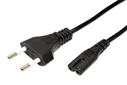 Kabel síťový 2pinový, CEE 7/16(M) - IEC320 C7, 1m, černý