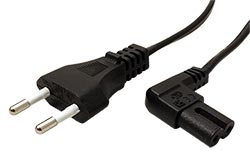 Kabel síťový 2pinový, CEE 7/16(M) - IEC320 C7 90°, 1,8m, černý