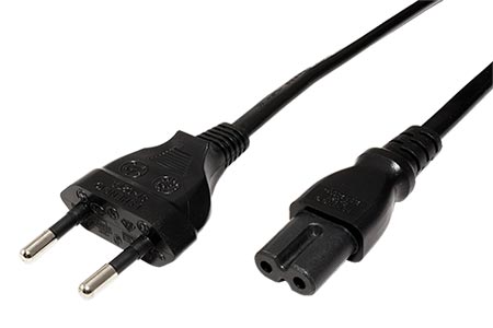 Kabel síťový 2pinový, CEE 7/16(M) - IEC320 C7, černý, 1,8m