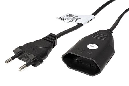 Kabel síťový 2pinový prodlužovací, CEE 7/16(M) - CEE 7/16(F), 2m, černý (233.184)