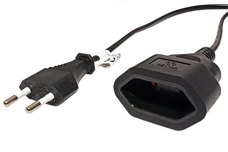 Kabel síťový 2pinový prodlužovací, CEE 7/16(M) - CEE 7/16(F), 3m, černý