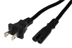 Kabel síťový 2pinový US, NEMA 1-15P(typ A) - C7, 2m, černý