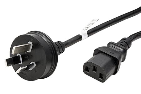 Kabel síťový Austrálie, AS 3112 (typ I) - IEC320 C13, 1,8m, černý