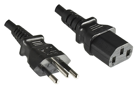 Kabel síťový Brazílie IEC 60906-1 (typ N) - IEC320 C13, 1,8m, černý