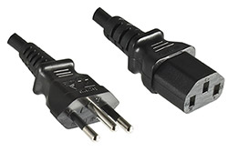 Kabel síťový Brazílie  IEC 60906-1 (typ N) -  IEC320 C13, 1,8m, černý