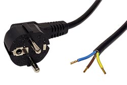 Kabel síťový, CEE 7/7(M) -  bez koncovky, 3x1mm, 3m, černý