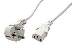 Kabel síťový, CEE 7/7(M) - IEC320 C13, 0,6m, bílý