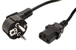 Kabel síťový, CEE 7/7(M) - IEC320 C13, 0,6m, černý