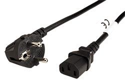 Kabel síťový, CEE 7/7(M) - IEC320 C13, 1,5mm2, 1,8m, černý