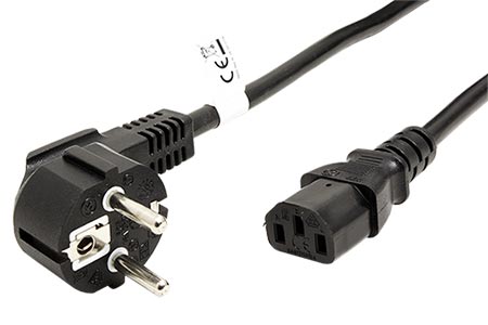 Kabel síťový, CEE 7/7(M) - IEC320 C13, 1,5mm2, 10m, černý