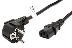 Kabel síťový, CEE 7/7(M) - IEC320 C13, 1,5mm2, 10m, černý