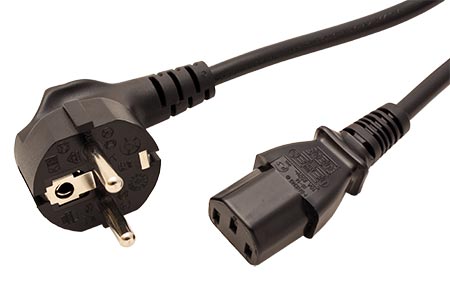 Kabel síťový, CEE 7/7(M) - IEC320 C13, 1,8m, černý