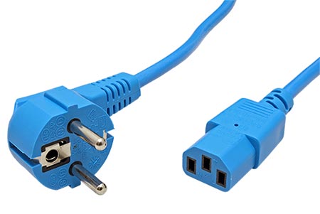 Kabel síťový, CEE 7/7(M) - IEC320 C13, 1,8m, modrý