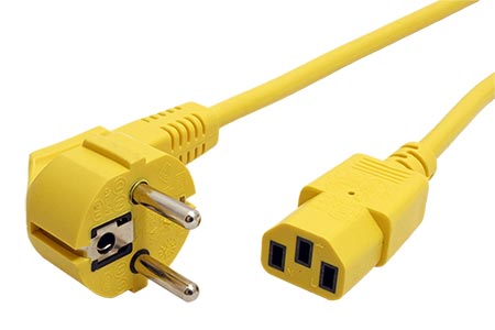 Kabel síťový, CEE 7/7(M) - IEC320 C13, 1,8m, žlutý
