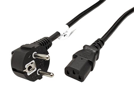 Kabel síťový, CEE 7/7(M) - IEC320 C13, 10m, černý