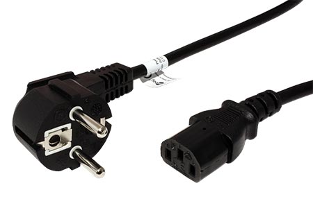 Kabel síťový, CEE 7/7(M) - IEC320 C13, 2,5m, černý