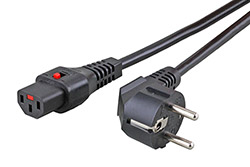 Kabel síťový, CEE 7/7(M) - IEC320 C13, 3 x 1mm2, IEC Lock, 1m, černý