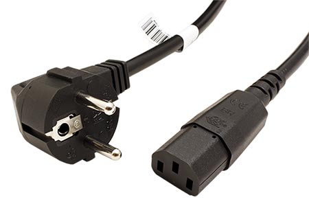 Kabel síťový, CEE 7/7(M) - IEC320 C13, 3x 1,5mm2, 0,75m, černý (356.1721)