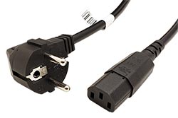 Kabel síťový, CEE 7/7(M) - IEC320 C13, 3x 1,5mm2,  1m, černý