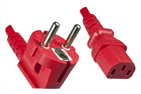 Kabel síťový, CEE 7/7(M) - IEC320 C13, 5m, červený