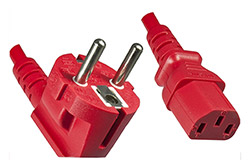Kabel síťový, CEE 7/7(M) - IEC320 C13, 5m, červený