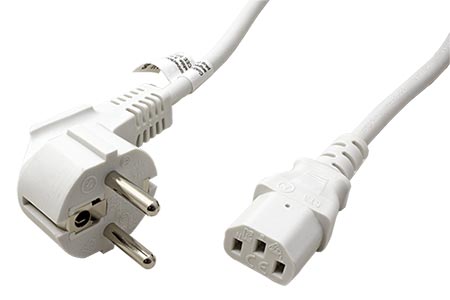 Kabel síťový, CEE 7/7(M) - IEC320 C13, bílý, 5m