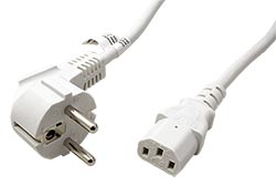 Kabel síťový, CEE 7/7(M) - IEC320 C13, bílý, 5m