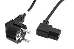 Kabel síťový, CEE 7/7(M) - IEC320 C13 lomený vlevo, 1m, černý