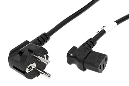Kabel síťový, CEE 7/7(M) - IEC320 C13 lomený vpravo, 3m, černý