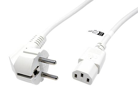 Kabel síťový, CEE 7/7(M) - IEC320 C13, LSOH, 3m, bílý