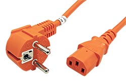 Kabel síťový, CEE 7/7(M) - IEC320 C13, oranžový, 2m