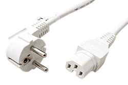 Kabel síťový, CEE 7/7(M) -  IEC320 C15, 2m, bílý