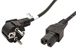 Kabel síťový, CEE 7/7(M) - IEC320 C15, 2m, černý
