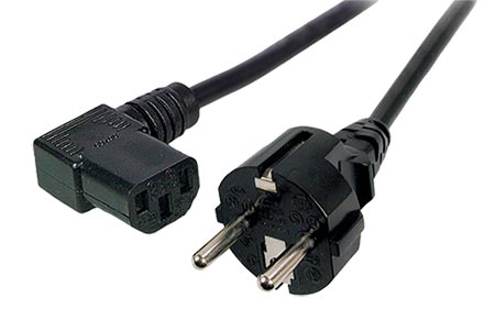 Kabel síťový, CEE 7/7(M) přímý - IEC320 C13 lomený vpravo, 5m, černý